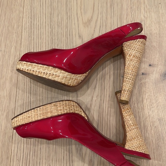 Patent Red Stuart Weitzman Heels Slingback! - Picture 5 of 6